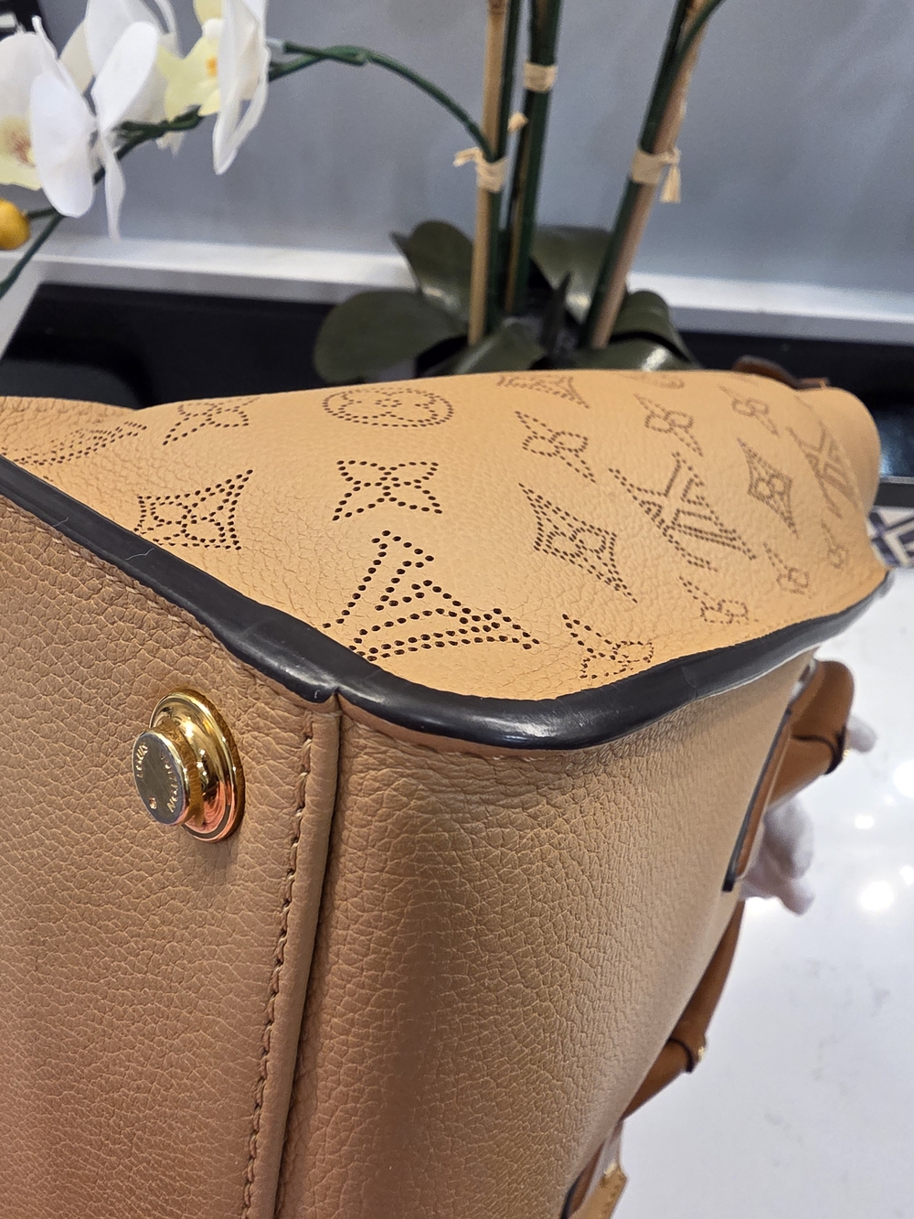 Louis Vuitton Tan and Brown Leather Satchel with Gold Hardware - Picture 10 of 15